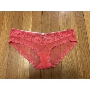 Vintage Victoria's Secret Dream Angels Pink Sheer Mesh Lace Bikini Bow Panties M